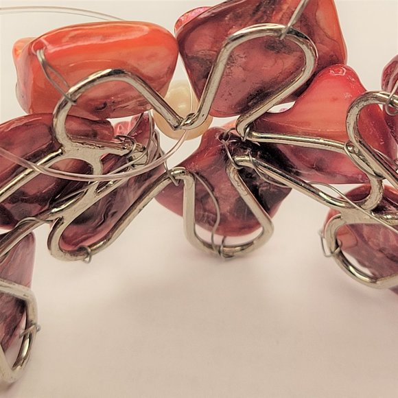 Wine Red Shell White Pearls Adjustable Cuff Bracelet Bangle - NEW - Picture 14 of 16